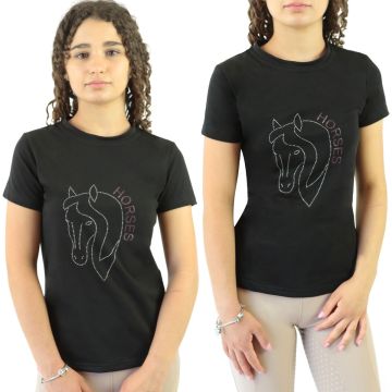 T-Shirt Equitazione Donna Horses Glitter
