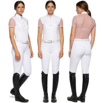 Cavalleria Toscana Damen Polo Shirt Wettbewerb Jersey Plissee 