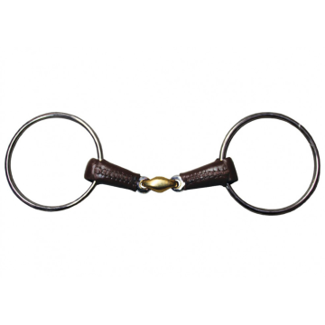 Jump'in Mouth Loose Large Ring Leather Covered Bit
