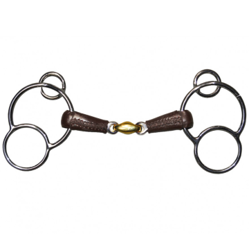 Jump'in French mouth German 3 ring Leather Covered bit