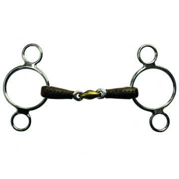 Jump'in French mouth 3 ring Leather Covered bit